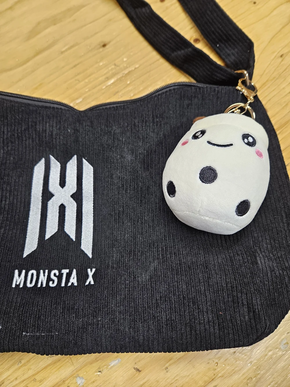 Black Corduroy Shoulder Bag Monsta X Embroidery Bag Only No Charm